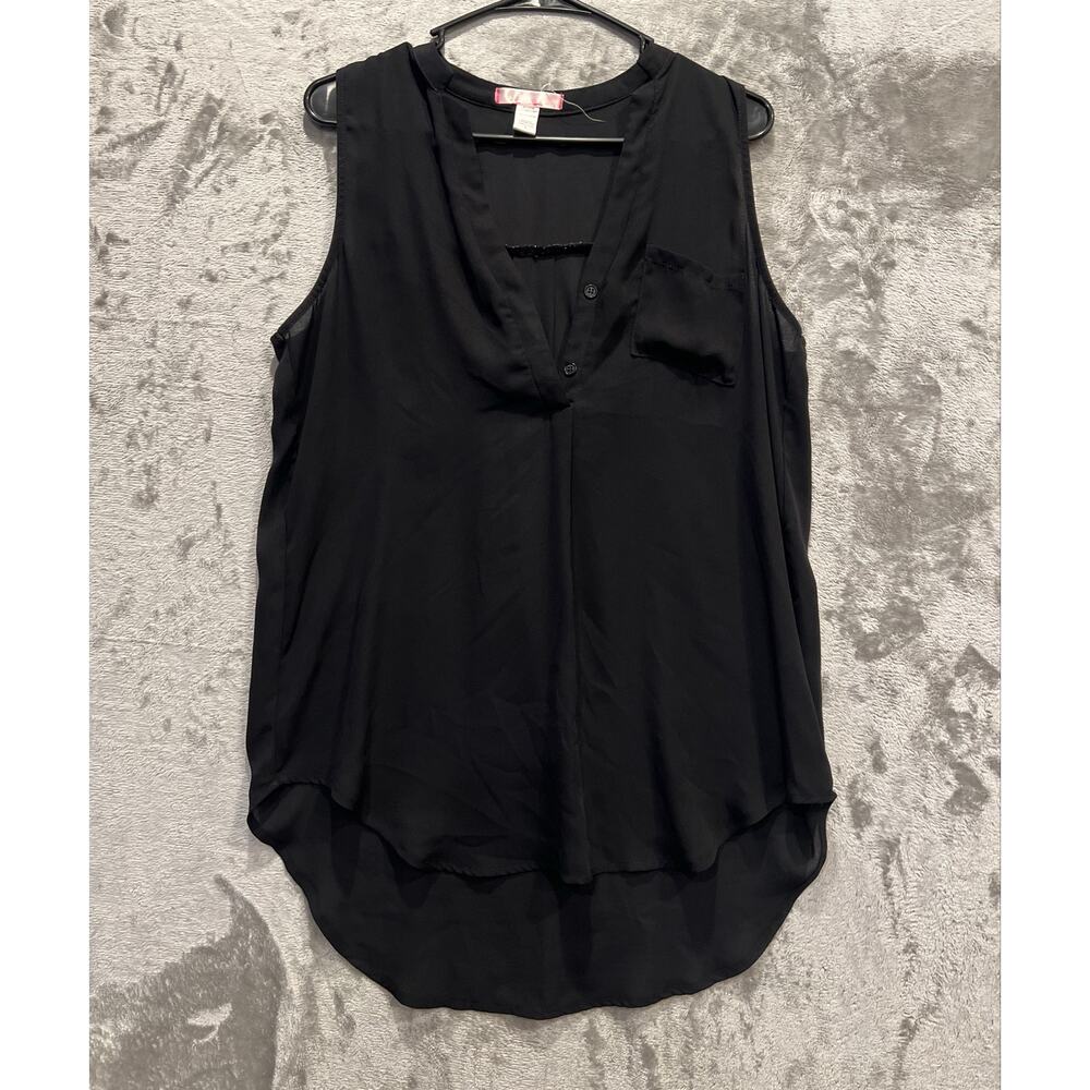 Women’s Sheer Sleeveless V-neck Blouse Size Large Lightweight Breezy Vacation